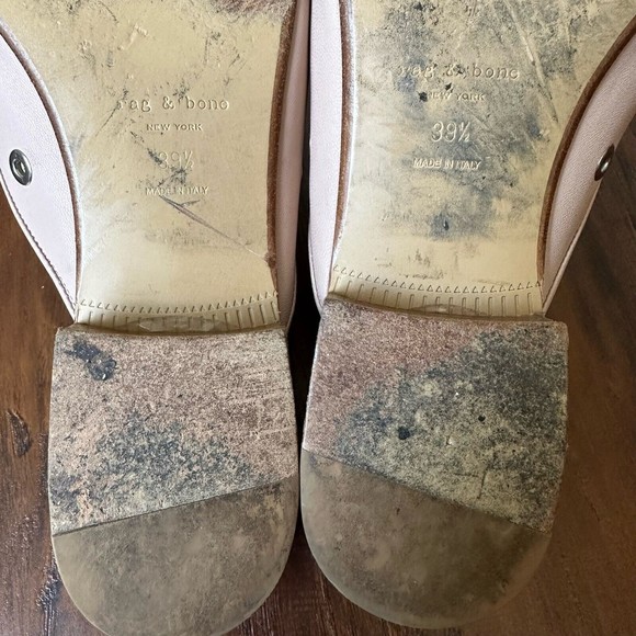 RAG & BONE Luis Lambskin Leather Mules with Grommets in Nude Pink - Picture 13 of 13